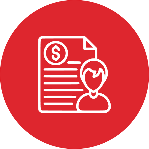 Document and person icon on red circle