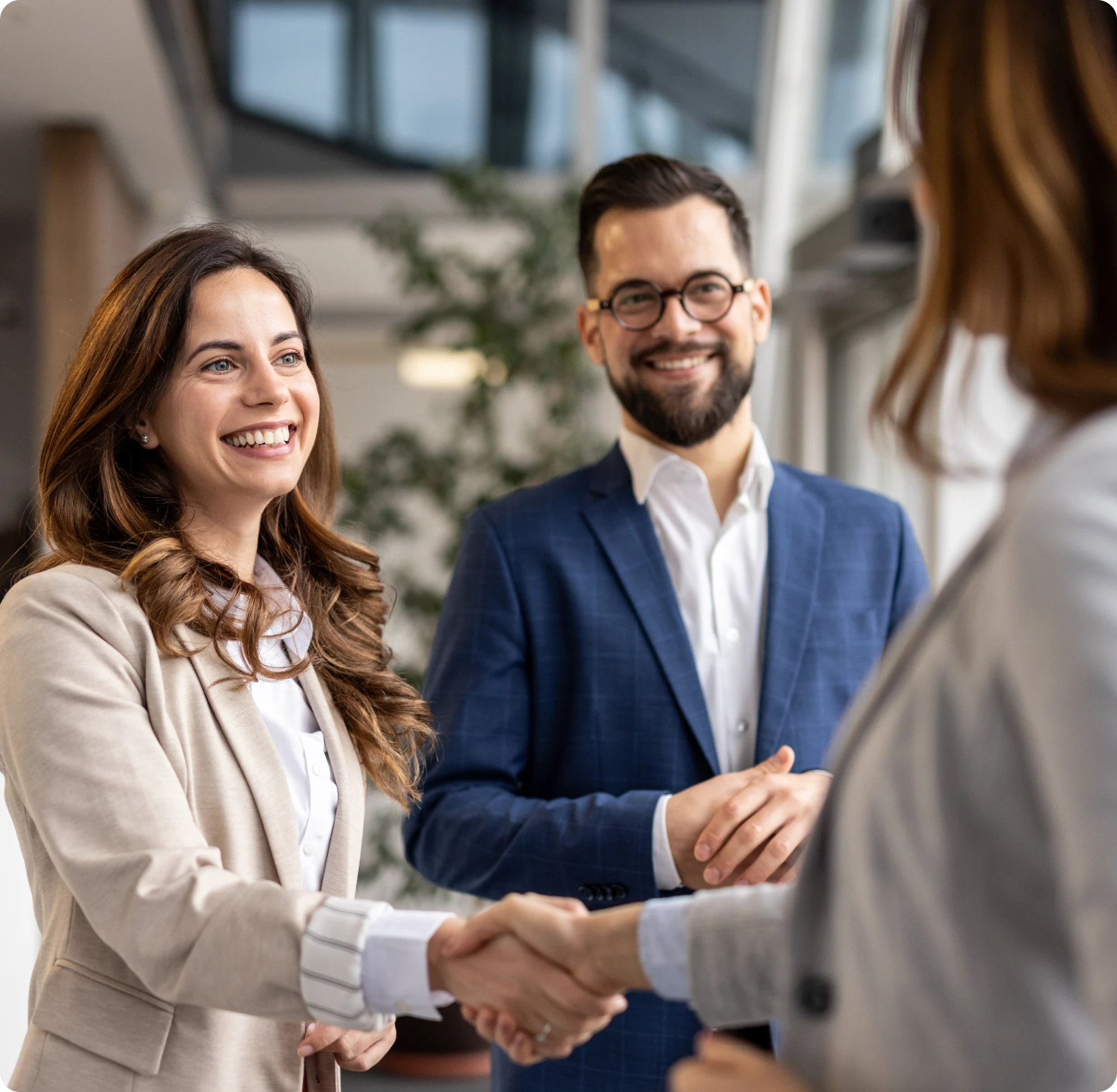 Professional greeting between colleagues