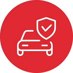 Vehicle protection symbol in white outline