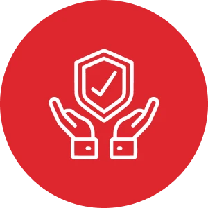 Protection symbol on red background
